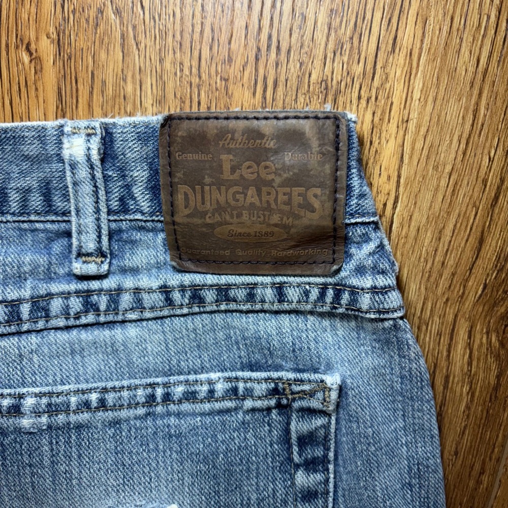 VTG Lee Dungarees Loose Straight Leg Fit Blue Jeans 90s Mens 36x33 Baggy Denim - Picture 7 of 10